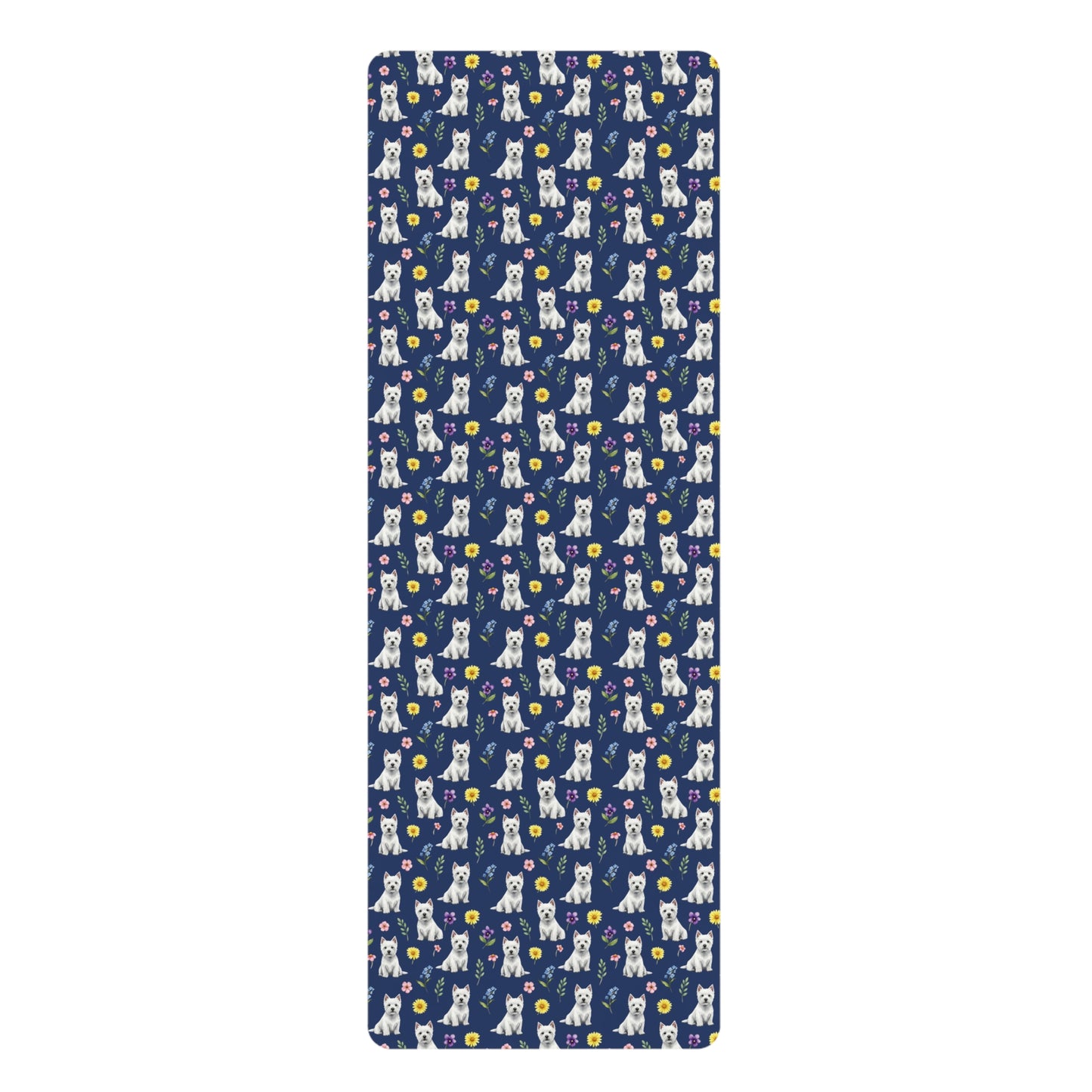 West Highland White Terrier Dog Floral Yoga Mat – Durable Non-Slip Rubber Surface for Home & Studio Practice
