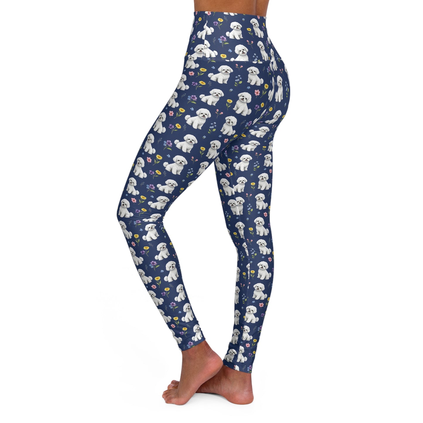 Bichon Frise Dog Floral High Waisted Yoga Leggings - Perfect for Fitness & Everyday Wear