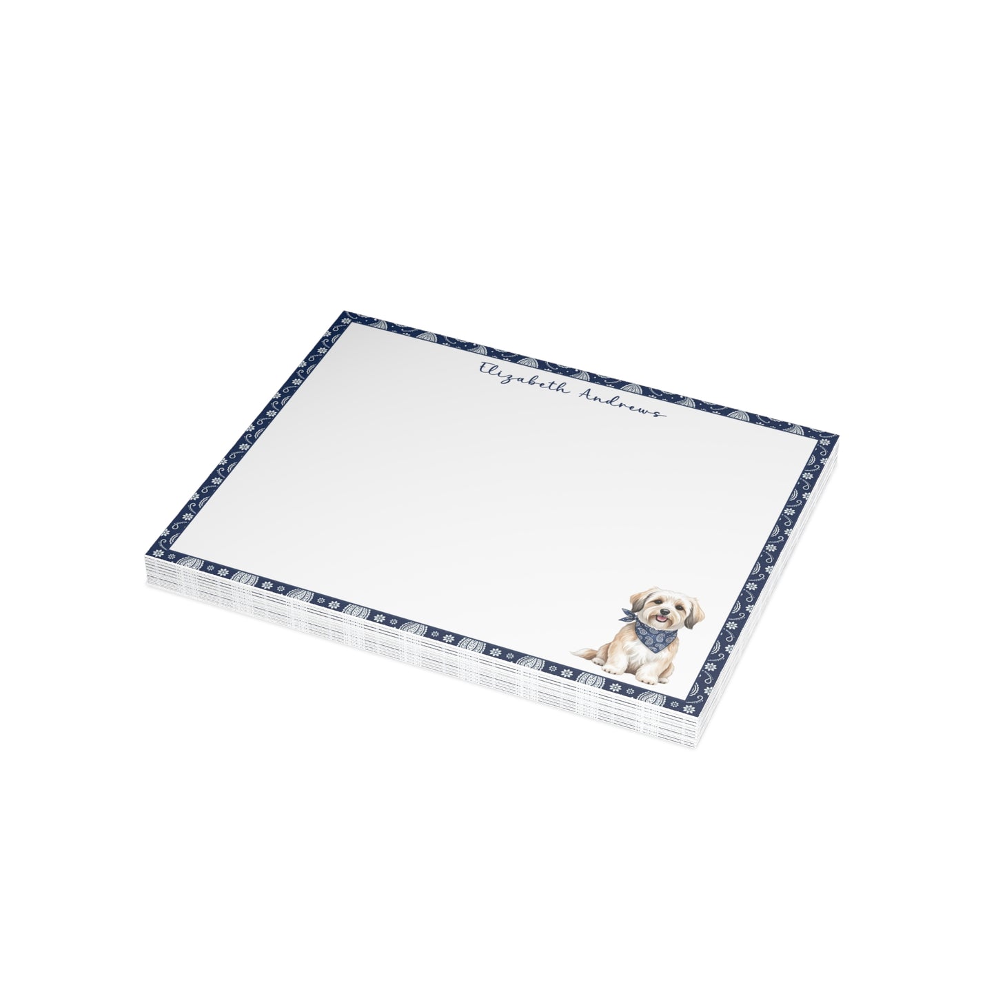 Havanese Navy Blue Paisley Notecard Set