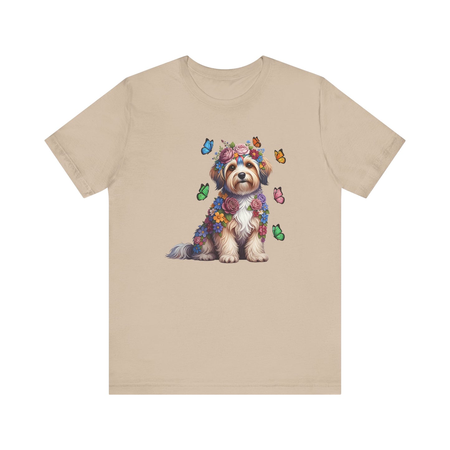 Whimsical Floral Havanese Tee – Colorful Dog Lover Shirt with Butterflies