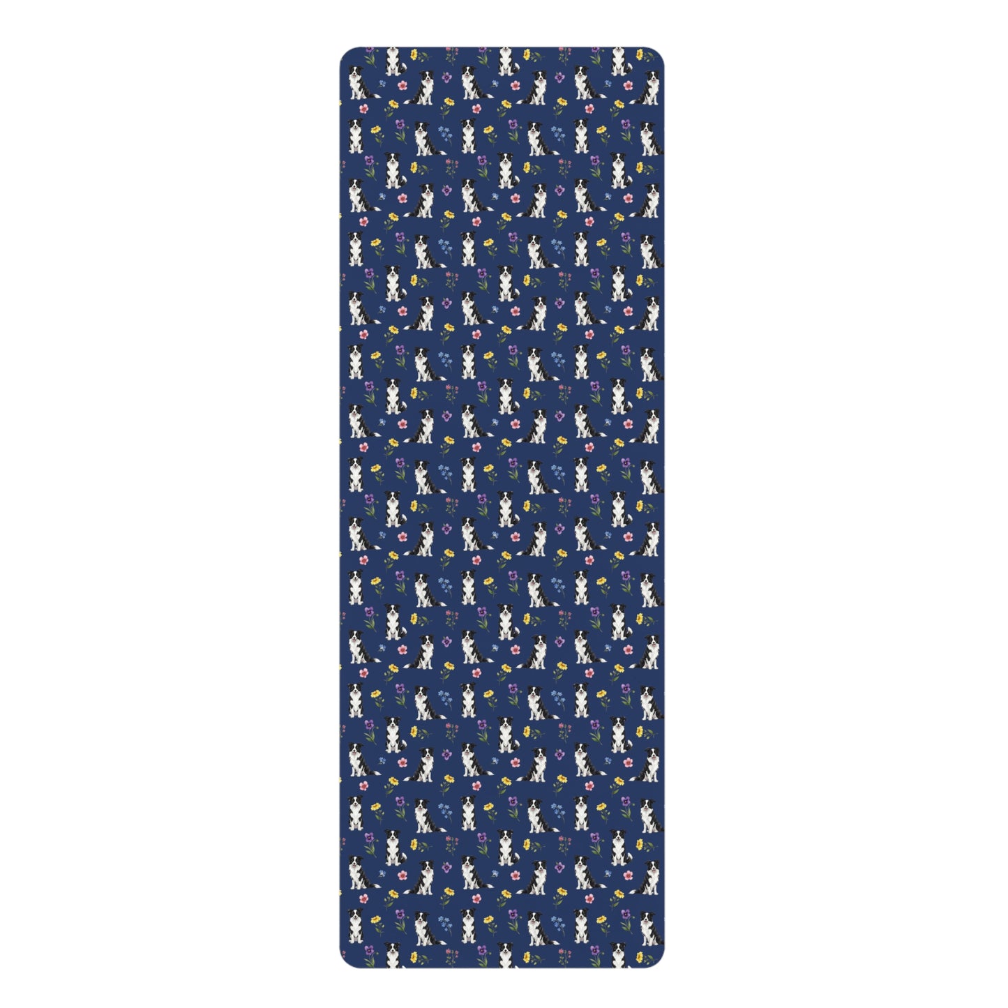 Border Collie Dog Floral Yoga Mat – Durable Non-Slip Rubber Surface for Home & Studio Practice
