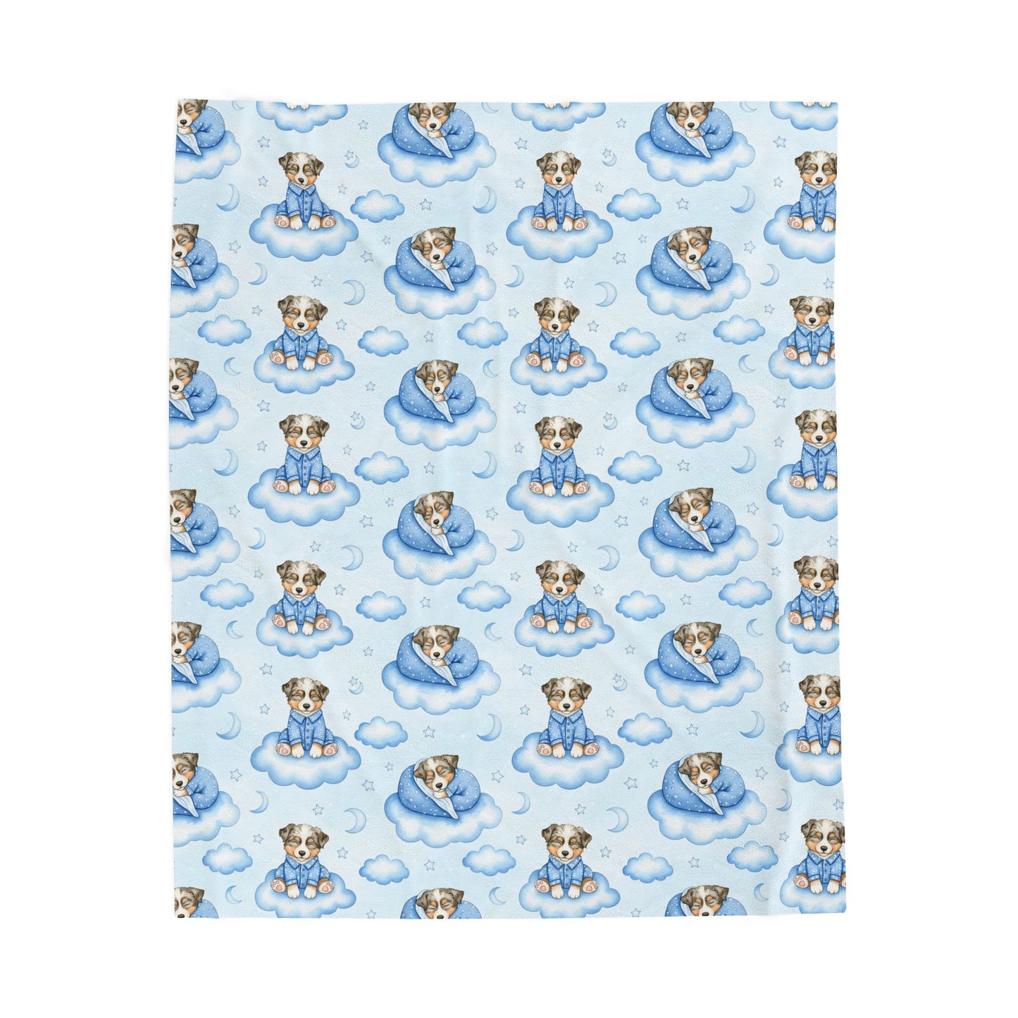 Australian Shepherd Dog Blue Baby Blanket, Aussie Baby Shower Baby Boy Newborn Gift Hospital Announcement Blanket Coming Home