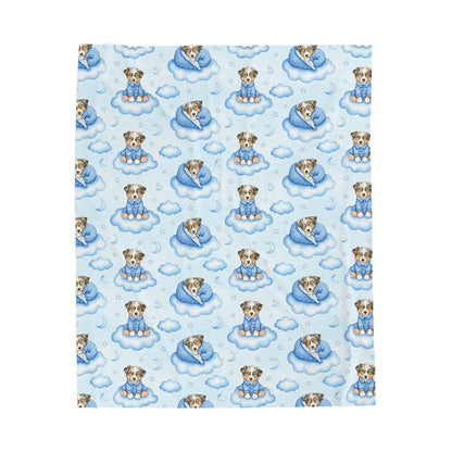 Australian Shepherd Dog Blue Baby Blanket, Aussie Baby Shower Baby Boy Newborn Gift Hospital Announcement Blanket Coming Home