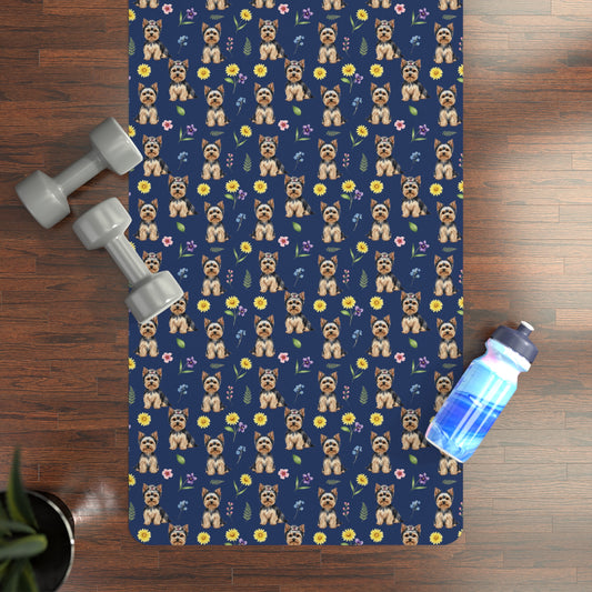 Yorkshire Terrier Dog Floral Yoga Mat – Durable Non-Slip Rubber Surface for Home & Studio Practice
