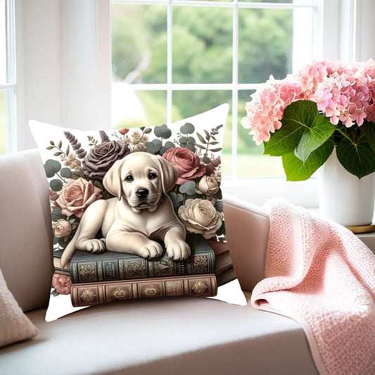 Labrador Retriever Throw Pillow for Book Lovers