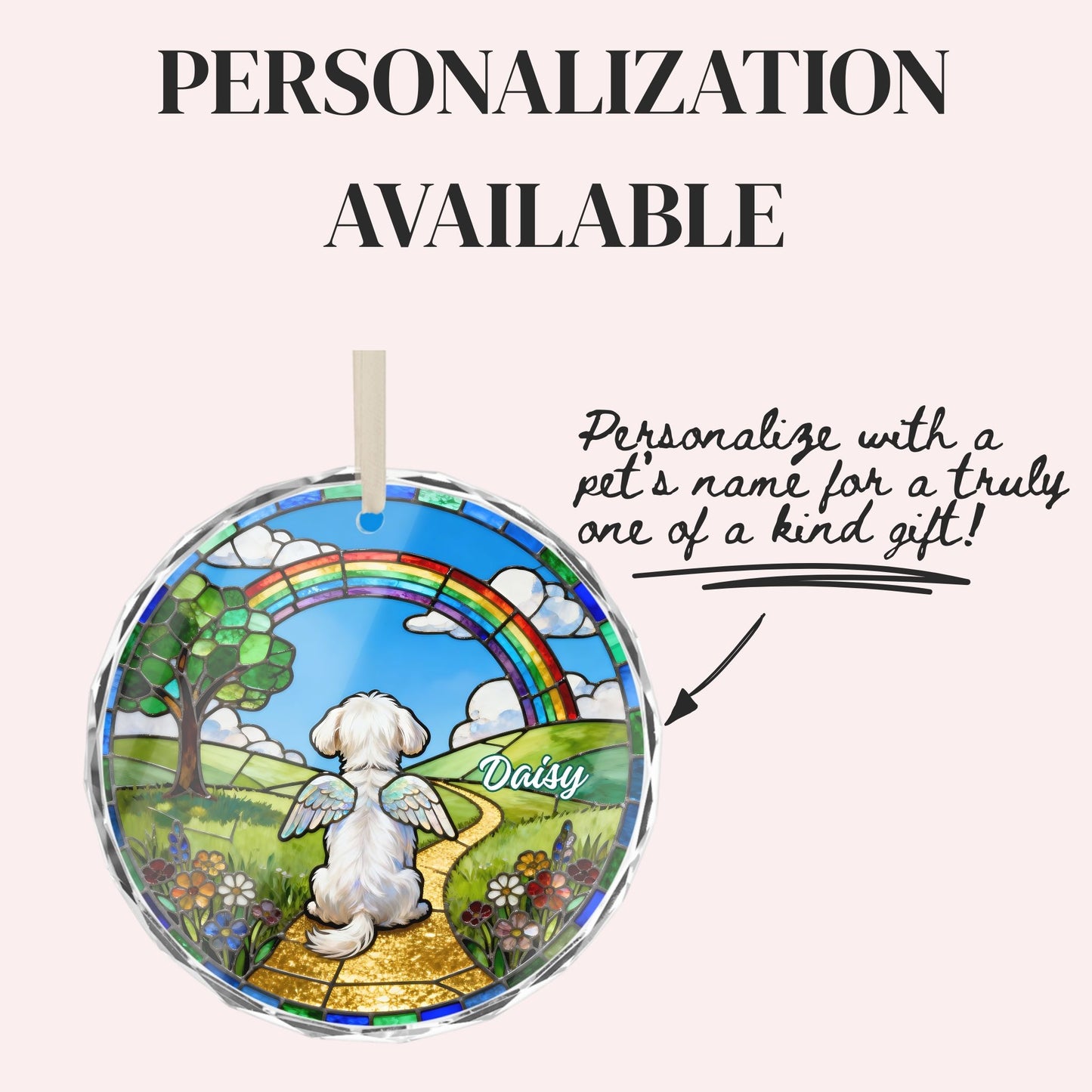 Maltese Rainbow Bridge Stained Glass Ornament