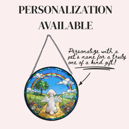Poodle Rainbow Bridge Stained Glass Suncatcher