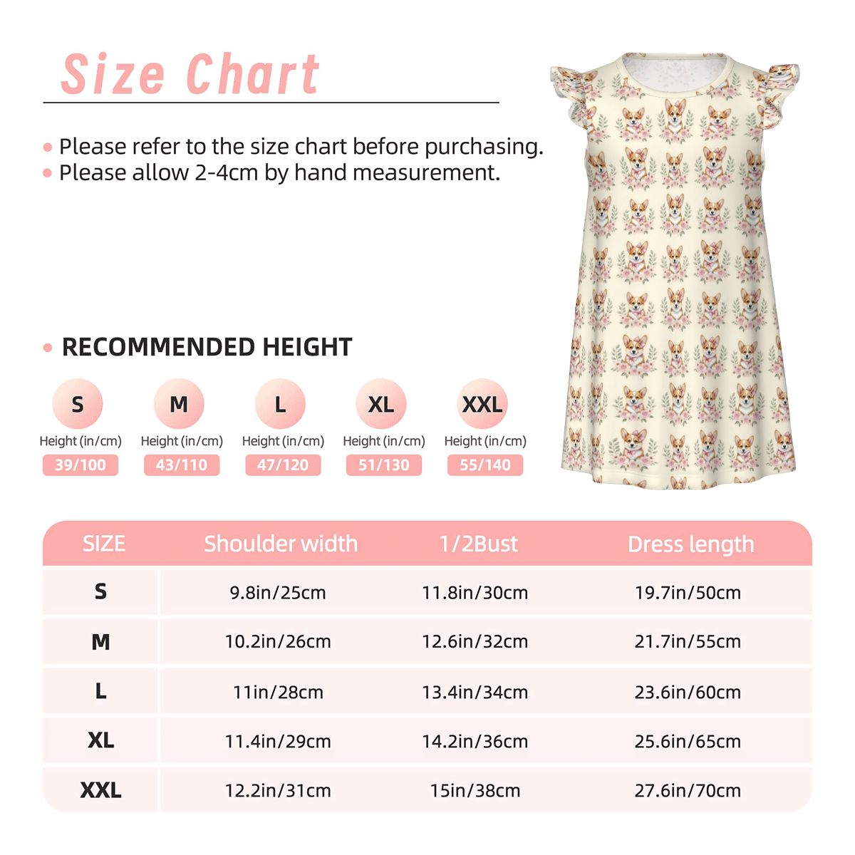 Corgi Girl's Flutter Sleeve Nightgown