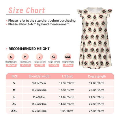Dachshund Girl's Flutter Sleeve Nightgown