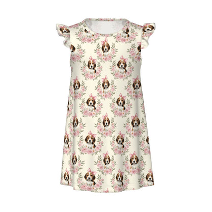 Beagle Dog Girl's Flutter Sleeve Nightgown