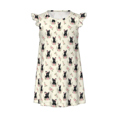 Scottish Terrier Girl's Flutter Sleeve Nightgown