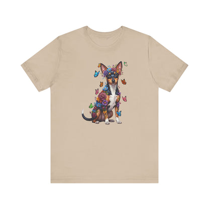 Whimsical Floral Rat Terrier Tee – Colorful Dog Lover Shirt with Butterflies