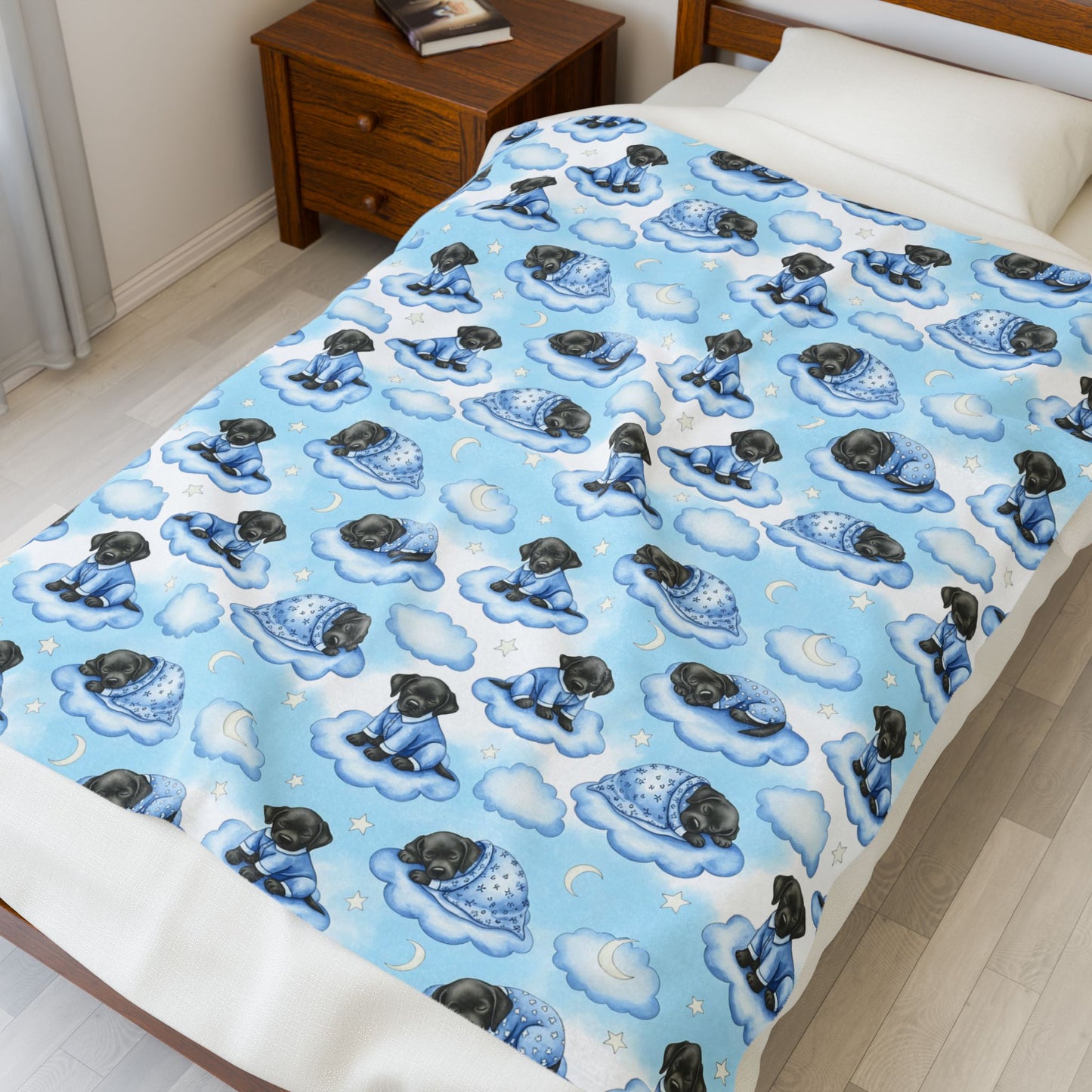 Black Labrador Retriever Blue Baby Blanket, Black Lab Dog Baby Shower Baby Boy Newborn Gift Hospital Announcement Blanket Coming Home