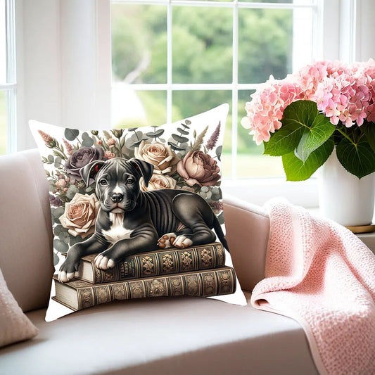 Pitbull Throw Pillow for Book Lovers