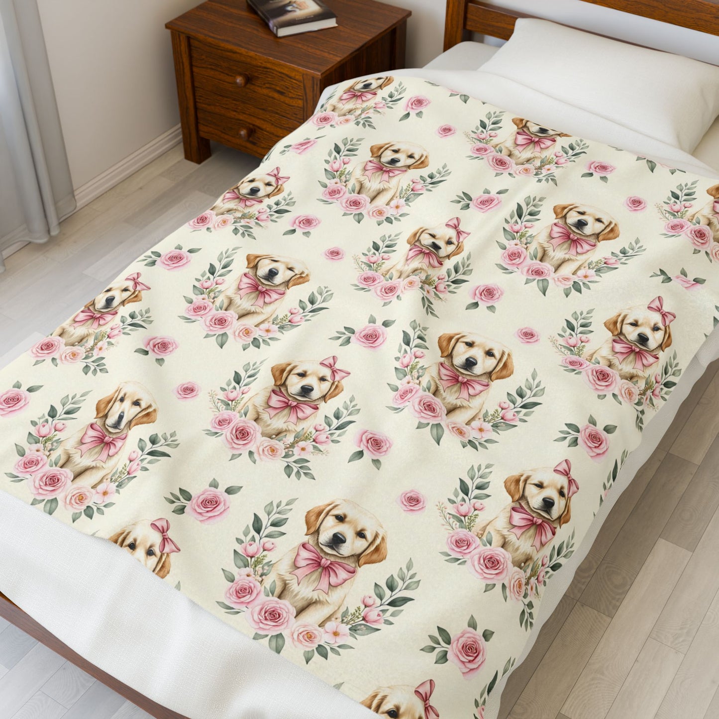 Golden Retriever Pink Baby Blanket, Golden Dog Baby Shower Baby Girl Newborn Gift Hospital Announcement Blanket Coming Home