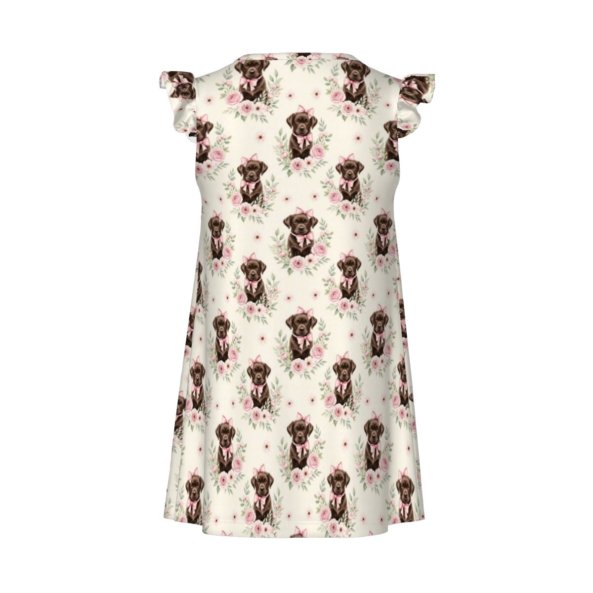 Chocolate Labrador Retriever Girl's Flutter Sleeve Nightgown