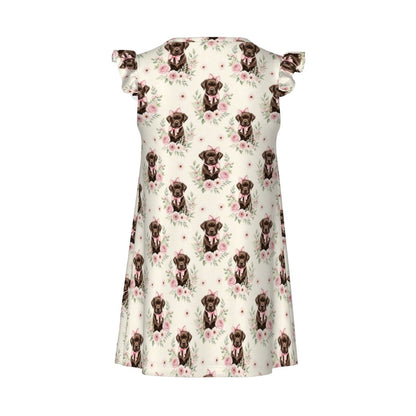 Chocolate Labrador Retriever Girl's Flutter Sleeve Nightgown