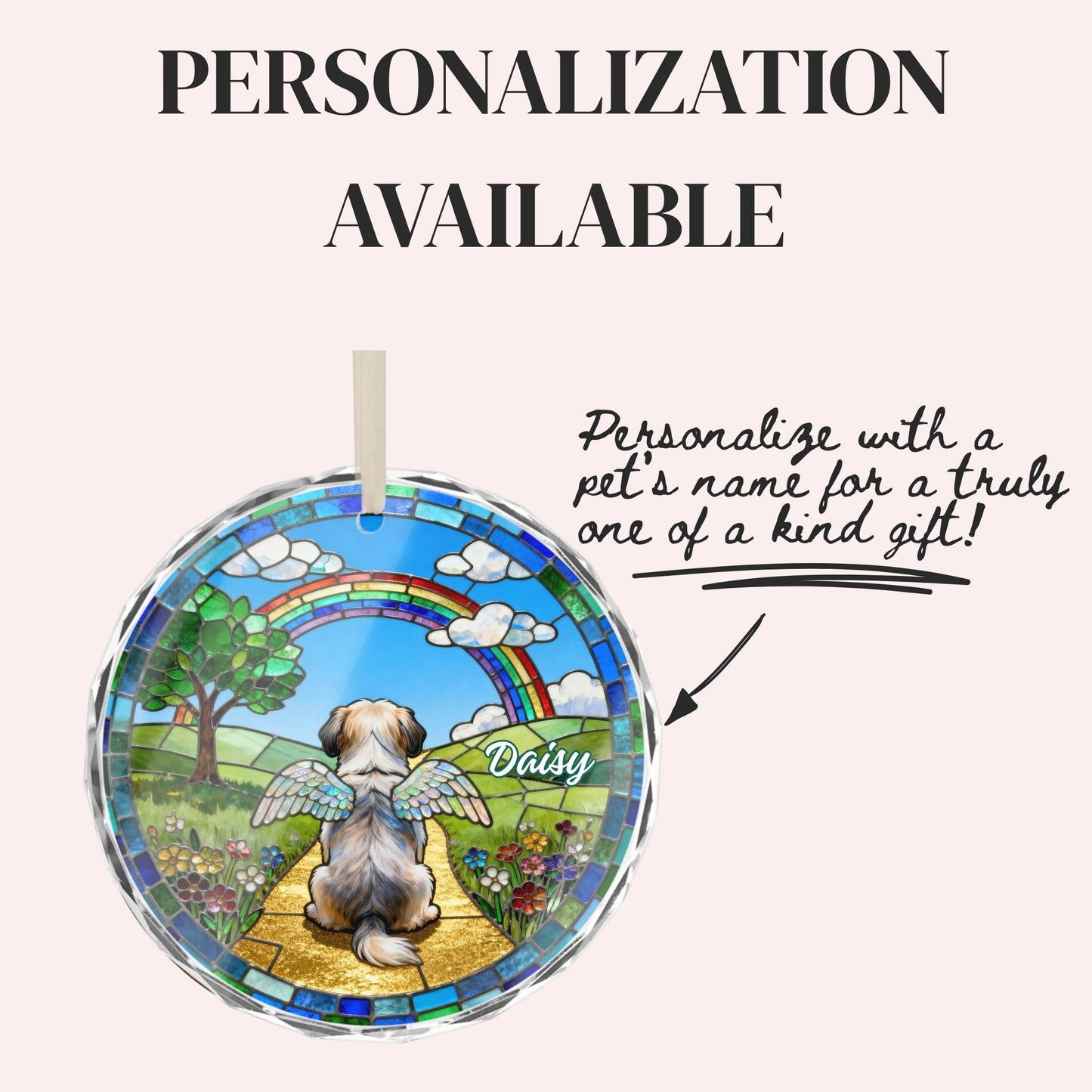 Havanese Rainbow Bridge Stained Glass Ornament