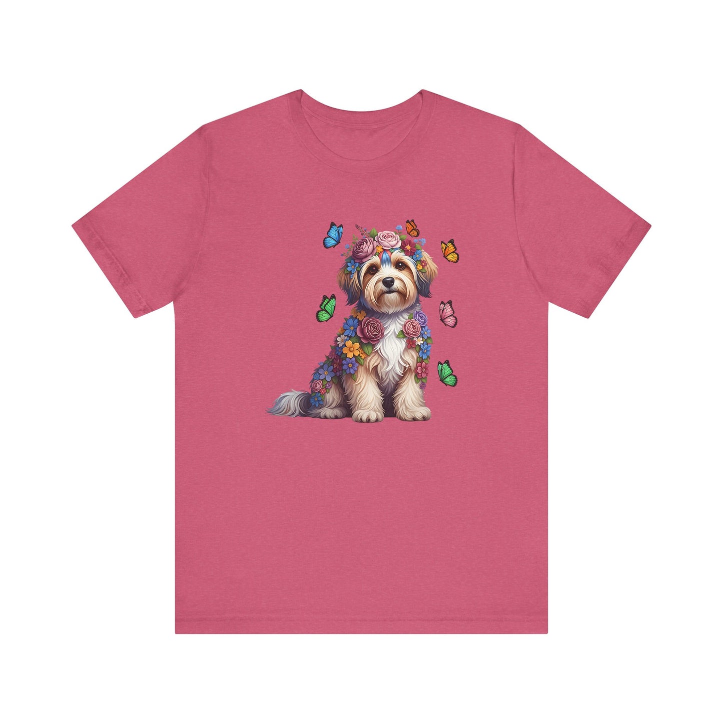 Whimsical Floral Havanese Tee – Colorful Dog Lover Shirt with Butterflies