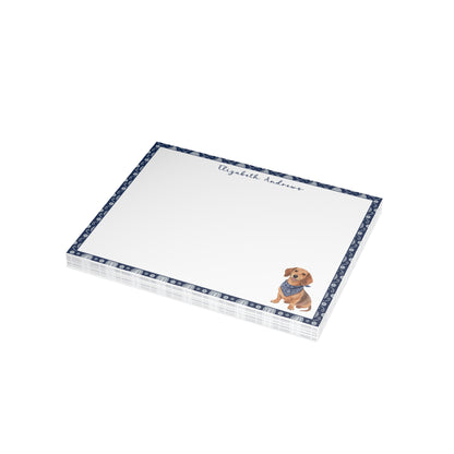 Personalized Dachshund Navy Blue Paisley Notecard Set