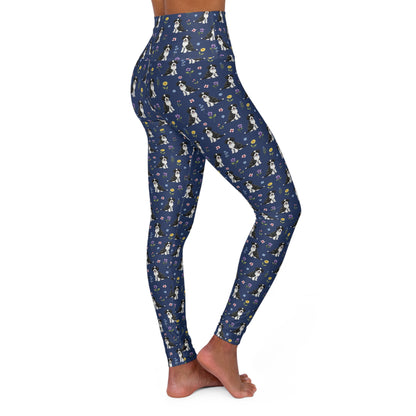 Portuguese Water Dog Floral High Waisted Yoga Leggings - Perfect for Fitness & Everyday Wear