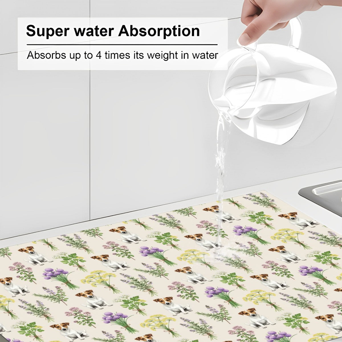 Jack Russell Terrier Large Dish Drying Mat