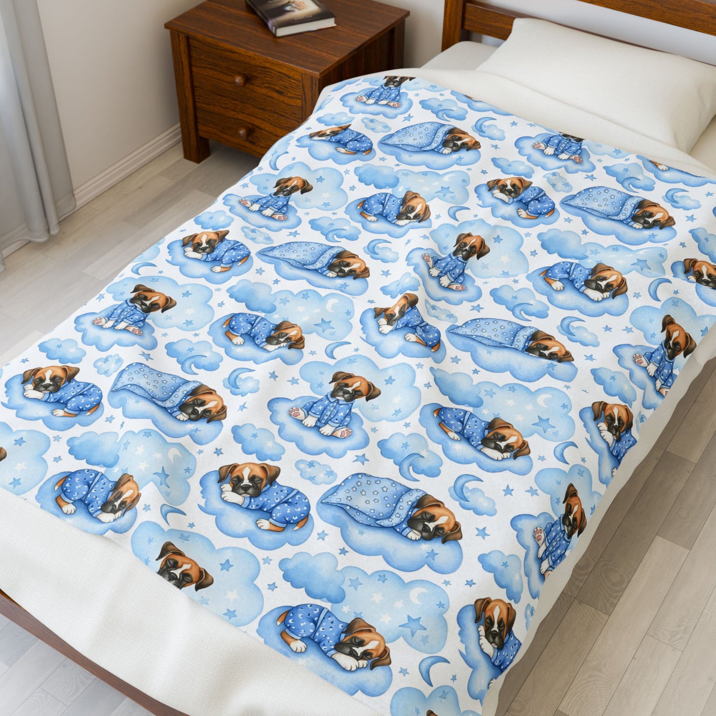 Boxer Dog Blue Baby Blanket