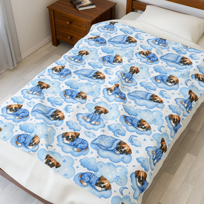 Boxer Dog Blue Baby Blanket