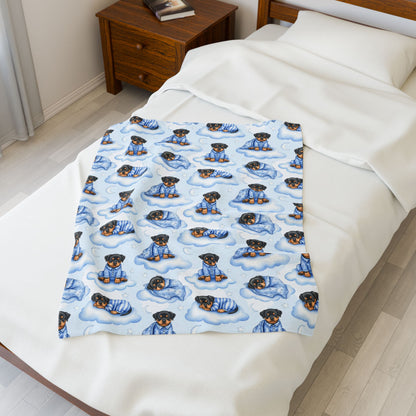 Rottweiler Blue Baby Blanket, Rottie Dog Baby Shower Baby Boy Newborn Gift Hospital Announcement Blanket Coming Home