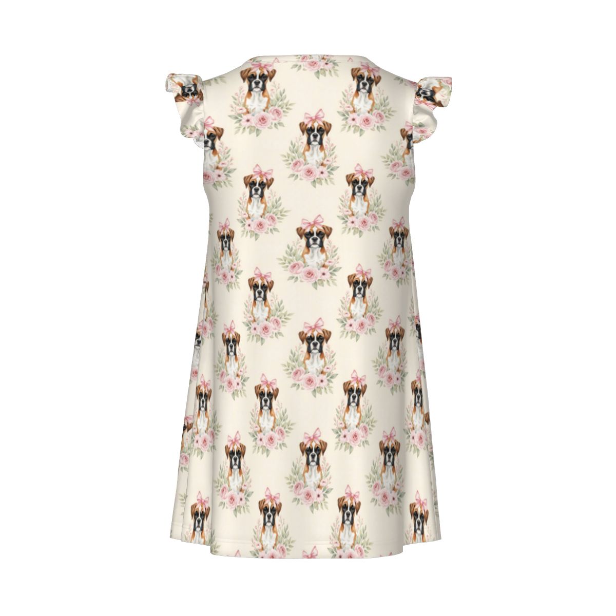 Boxer Dog Girl's Flutter Sleeve Nightgown