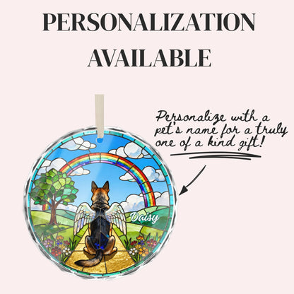 German Shepherd Rainbow Bridge Stained Glass Ornament