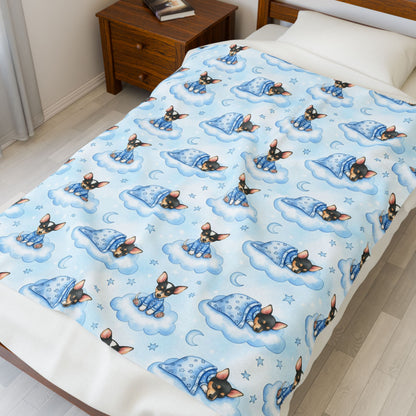 Rat Terrier Blue Baby Blanket, Rat Terrier Dog Baby Shower Baby Boy Newborn Gift Hospital Announcement Blanket Coming Home