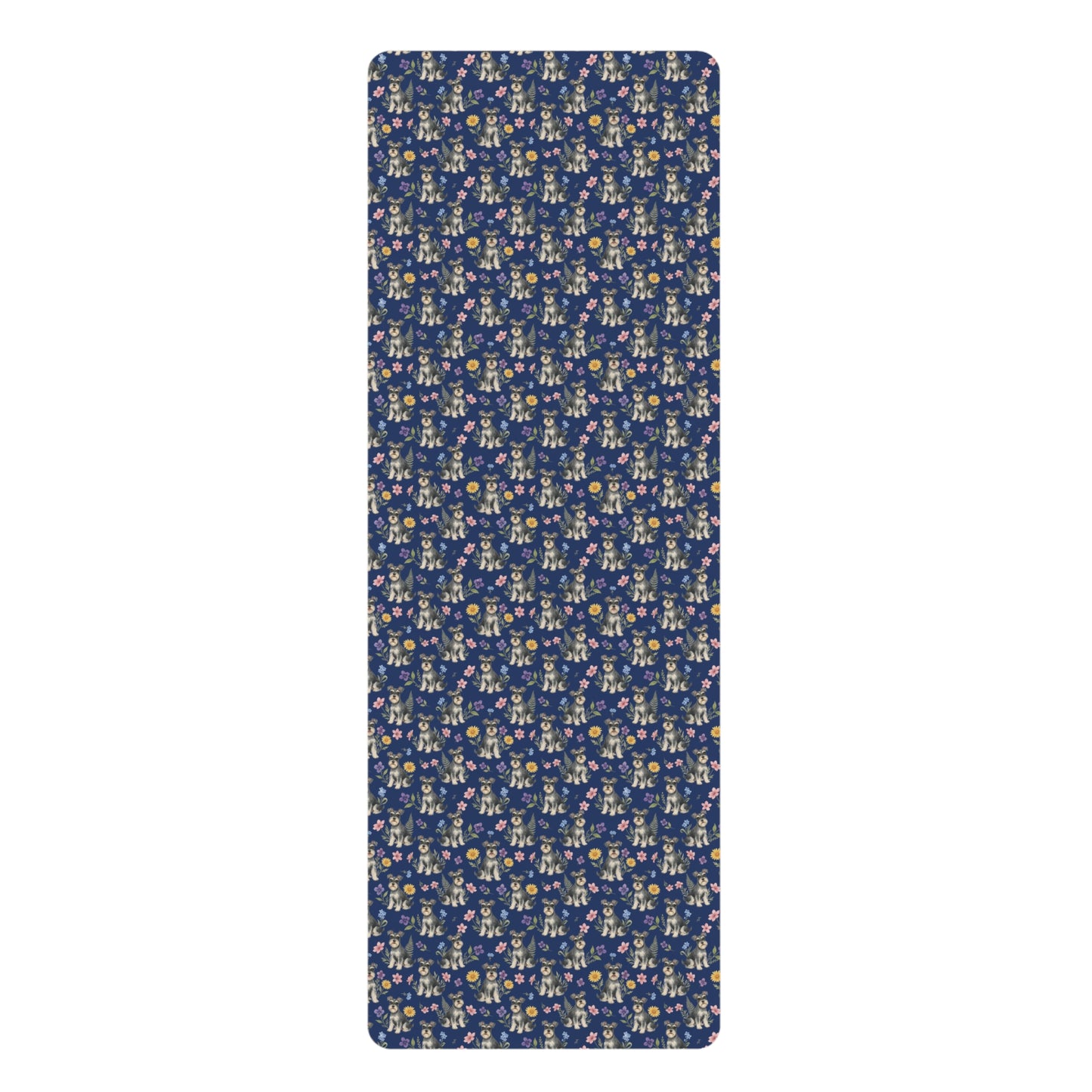 Schnauzer Dog Floral Yoga Mat – Durable Non-Slip Rubber Surface for Home & Studio Practice
