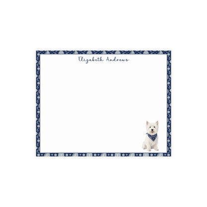 West Highland White Terrier Navy Blue Paisley Notecard Set
