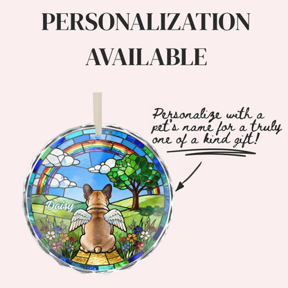 French Bulldog Rainbow Bridge Stained Glass Ornament