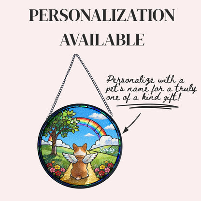 Corgi Rainbow Bridge Stained Glass Suncatcher