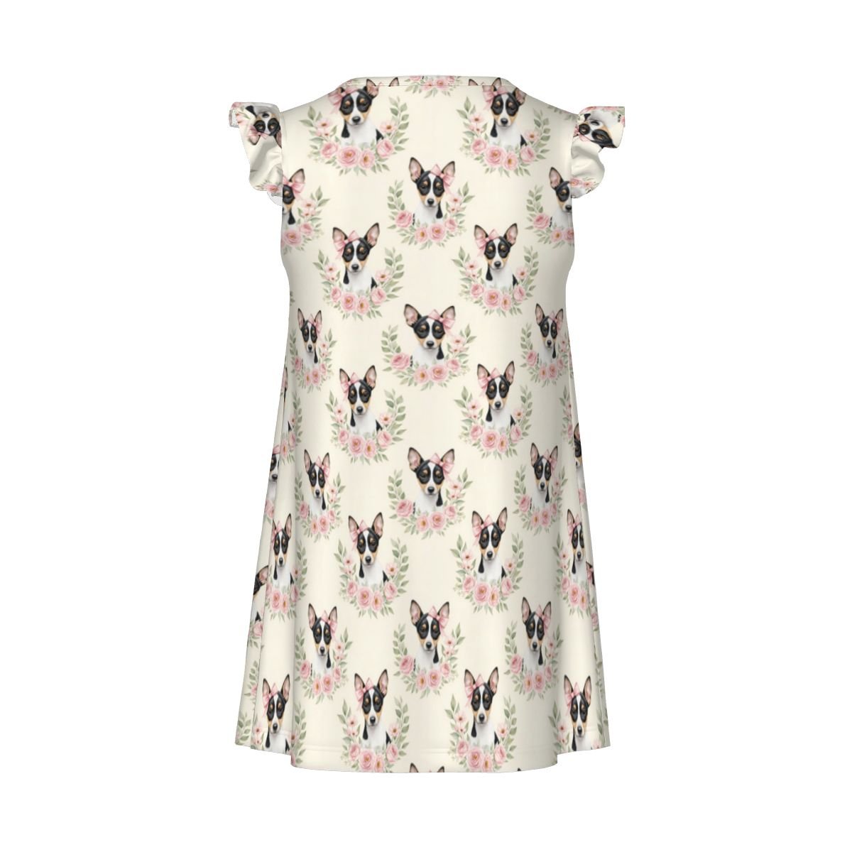 Rat Terrier Dog Girl's Flutter Sleeve Nightgown