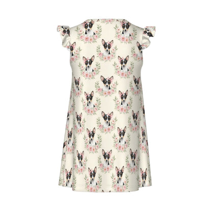 Rat Terrier Dog Girl's Flutter Sleeve Nightgown