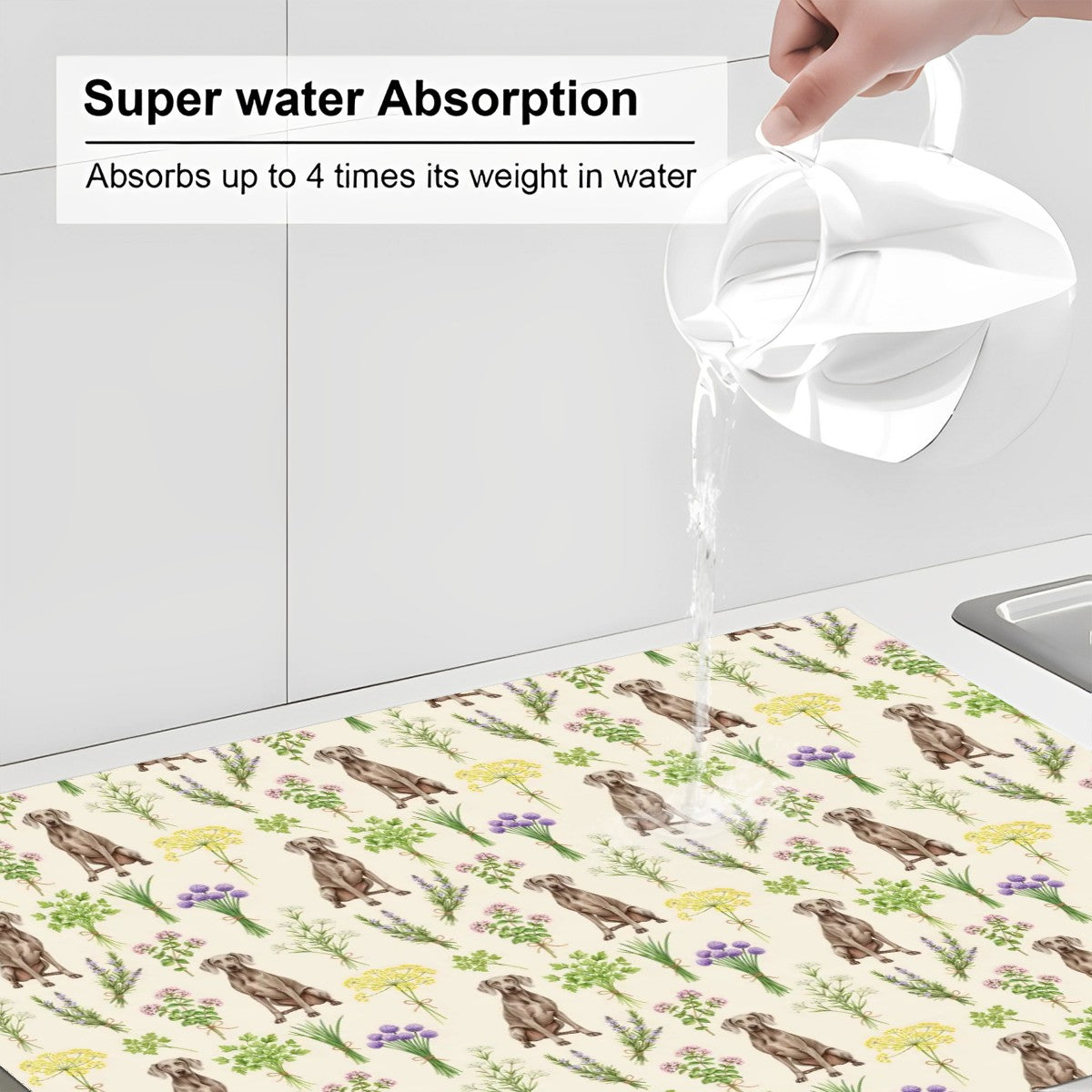 Weimaraner Large Dish Drying Mat