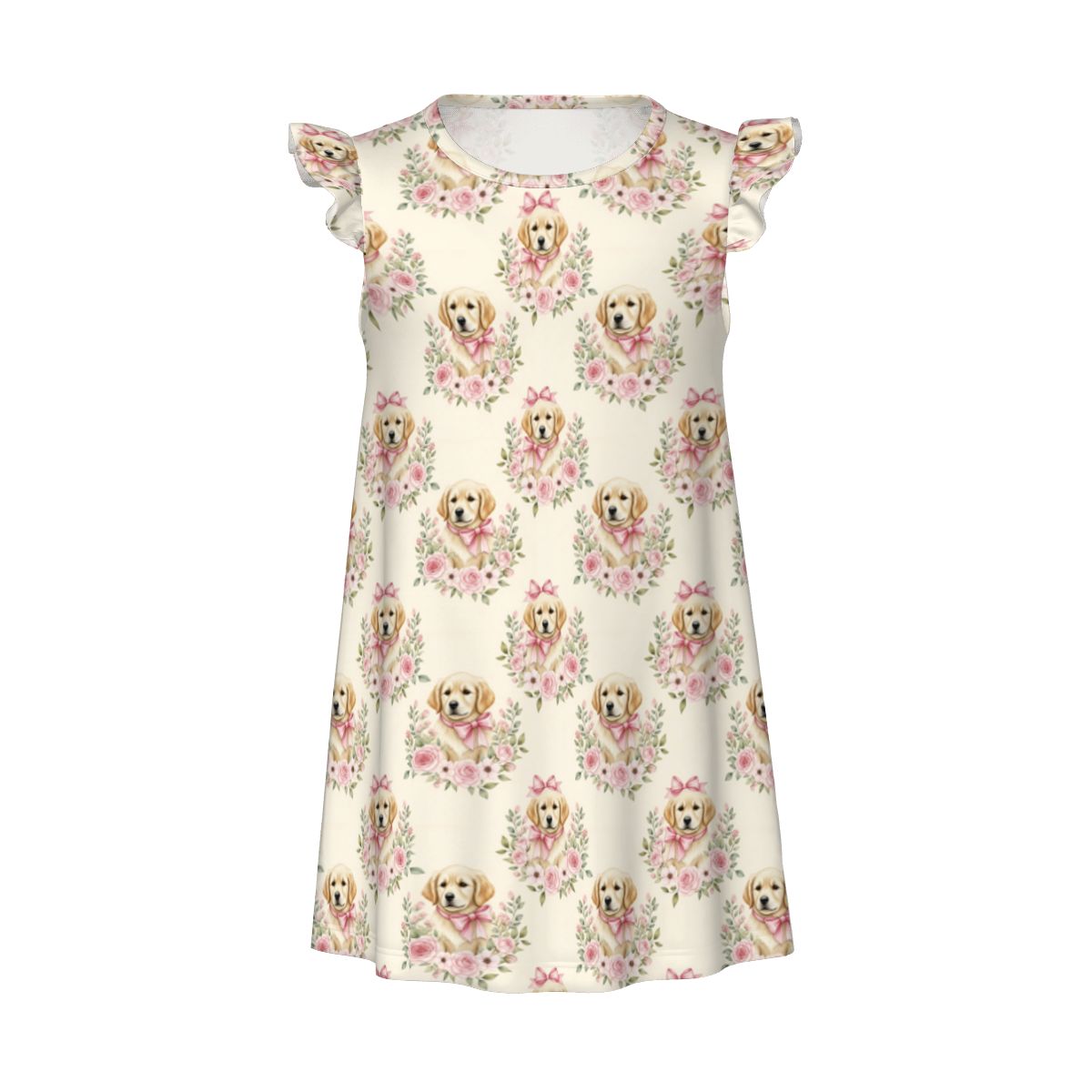 Golden Retriever Girl's Flutter Sleeve Nightgown