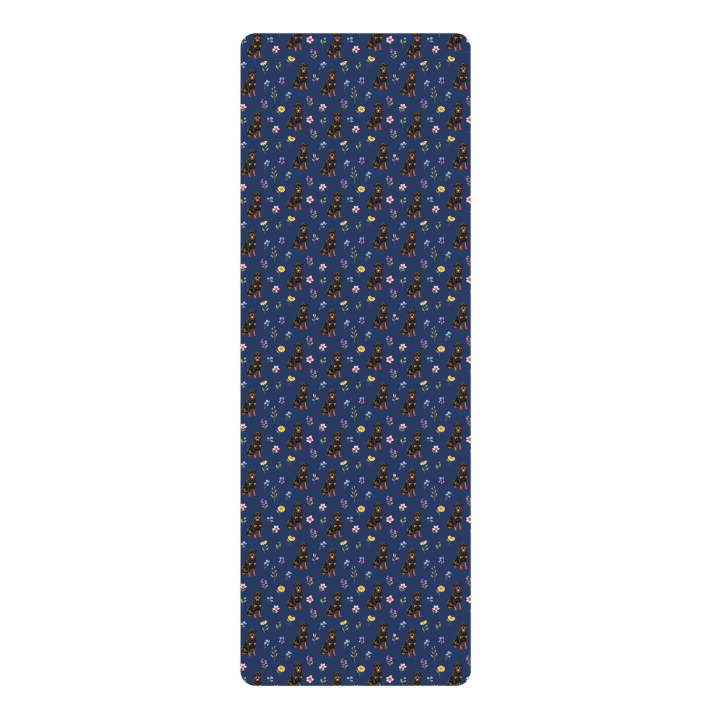 Rottweiler Dog Floral Yoga Mat – Durable Non-Slip Rubber Surface for Home & Studio Practice
