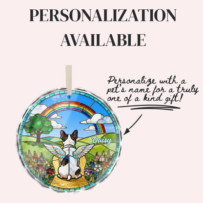 French Bulldog Rainbow Bridge Stained Glass Ornament