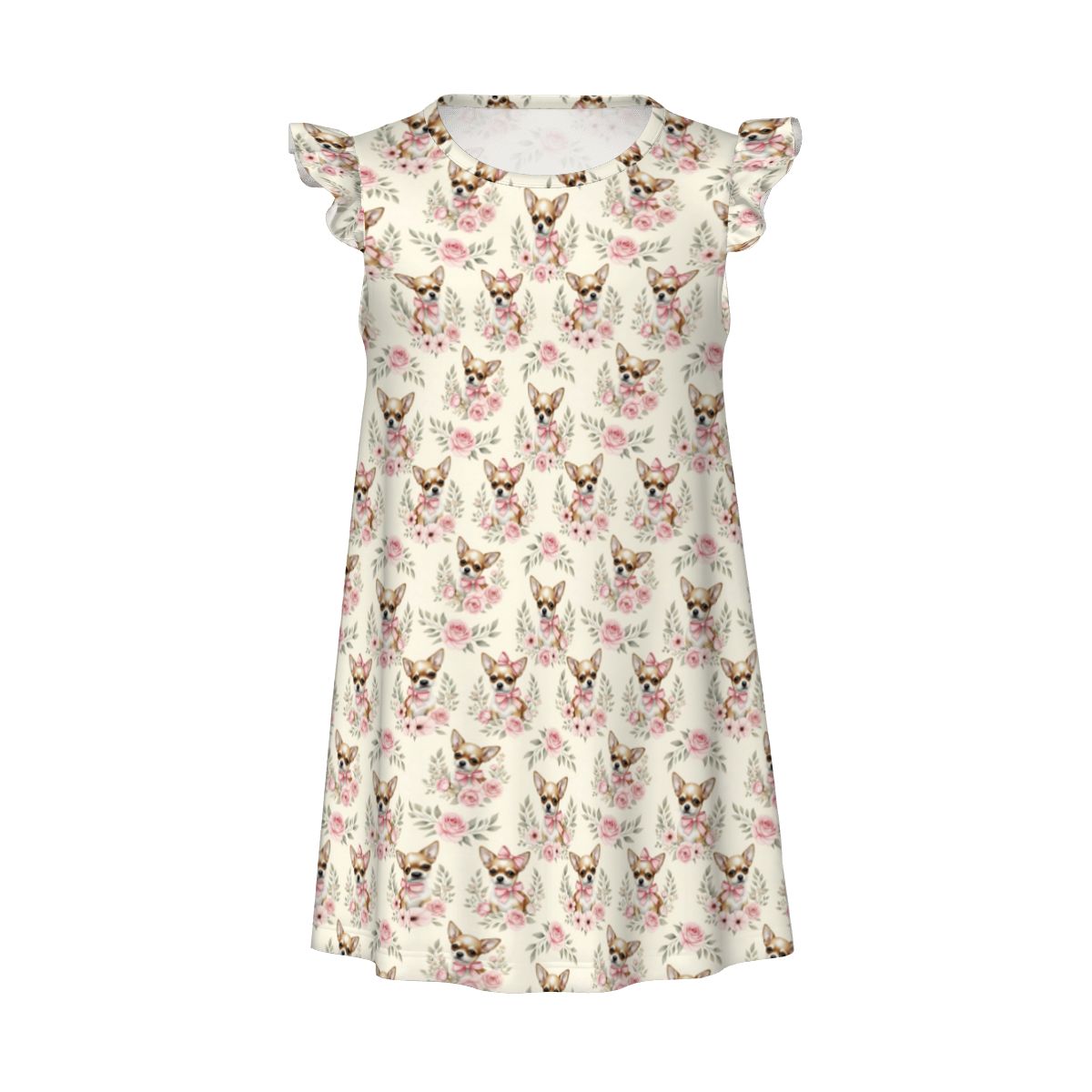 Chihuahua Girl's Flutter Sleeve Nightgown
