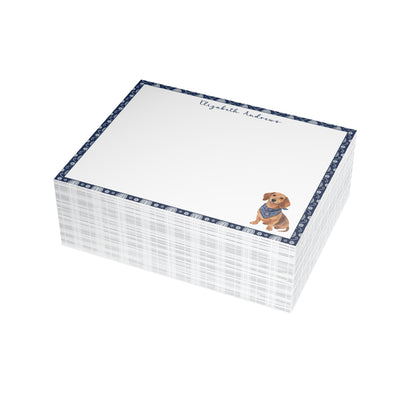 Personalized Dachshund Navy Blue Paisley Notecard Set