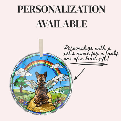 French Bulldog Rainbow Bridge Stained Glass Ornament