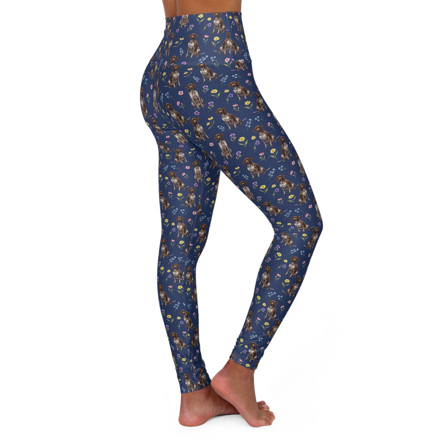 German Shorthaired Pointer Dog Floral High Waisted Yoga Leggings - Perfect for Fitness & Everyday Wear