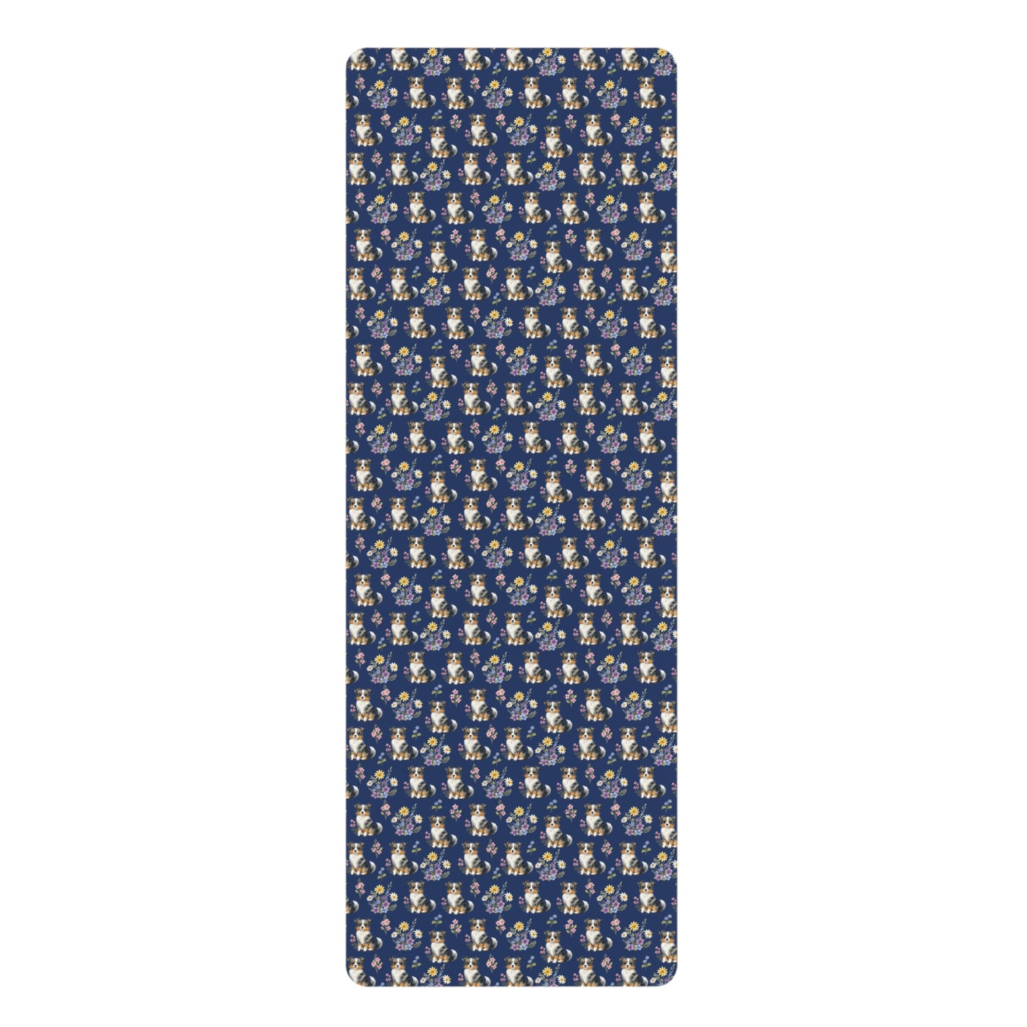 Australian Shepherd Dog Floral Yoga Mat – Durable Non-Slip Rubber Surface for Home & Studio Practice