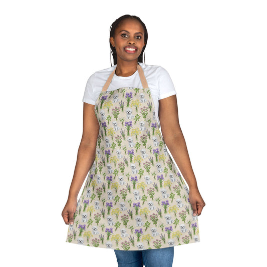 Bichon Frise Dog & Herbs Kitchen Apron