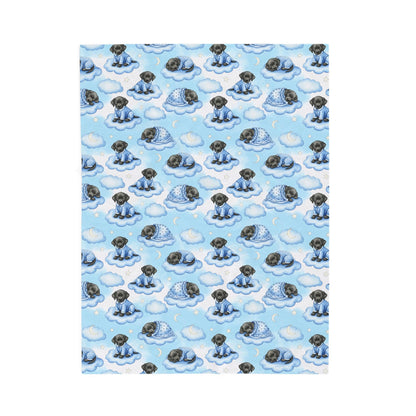 Black Labrador Retriever Blue Baby Blanket, Black Lab Dog Baby Shower Baby Boy Newborn Gift Hospital Announcement Blanket Coming Home