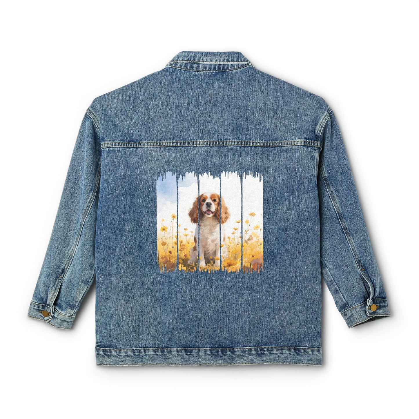 Cavalier King Charles Spaniel Dog Women's Denim Jacket, Dog Demin Jacket, Gife for Cavalier Dog Mom, Gift for Dog Lovers, Fall Dog Style